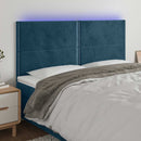sengegavl med LED-lys 200x5x118/128 cm fløjl mørkeblå