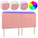 sengegavl med LED-lys 200x5x118/128 cm fløjl lyserød