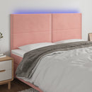 sengegavl med LED-lys 200x5x118/128 cm fløjl lyserød