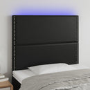 sengegavl med LED-lys 90x5x118/128 cm kunstlæder sort