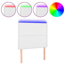 sengegavl med LED-lys 100x5x118/128 cm kunstlæder hvid
