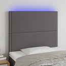sengegavl med LED-lys 100x5x118/128 cm kunstlæder grå