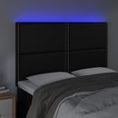 sengegavl med LED-lys 144x5x118/128 cm kunstlæder sort