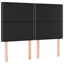 sengegavl med LED-lys 144x5x118/128 cm kunstlæder sort