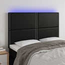 sengegavl med LED-lys 144x5x118/128 cm kunstlæder sort