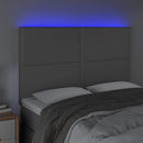 sengegavl med LED-lys 144x5x118/128 cm kunstlæder grå