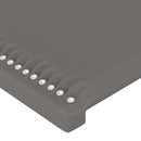 sengegavl med LED-lys 144x5x118/128 cm kunstlæder grå