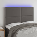 sengegavl med LED-lys 144x5x118/128 cm kunstlæder grå