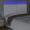 sengegavl med LED-lys 200x5x118/128 cm kunstlæder hvid
