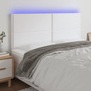 sengegavl med LED-lys 200x5x118/128 cm kunstlæder hvid