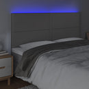 sengegavl med LED-lys 200x5x118/128 cm kunstlæder grå