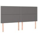 sengegavl med LED-lys 200x5x118/128 cm kunstlæder grå