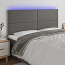 sengegavl med LED-lys 200x5x118/128 cm kunstlæder grå