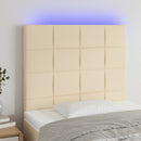 sengegavl med LED-lys 80x5x118/128 cm stof cremefarvet
