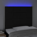 sengegavl med LED-lys 90x5x118/128 cm stof sort