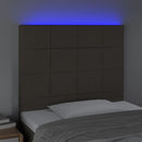 sengegavl med LED-lys 90x5x118/128 cm stof gråbrun