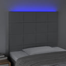 sengegavl med LED-lys 100x5x118/128 cm stof lysegrå