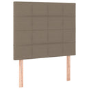 sengegavl med LED-lys 100x5x118/128 cm stof gråbrun