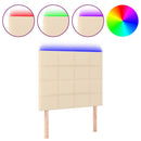 sengegavl med LED-lys 100x5x118/128 cm stof cremefarvet