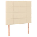 sengegavl med LED-lys 100x5x118/128 cm stof cremefarvet