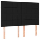 sengegavl med LED-lys 144x5x118/128 cm stof sort