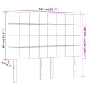 sengegavl med LED-lys 144x5x118/128 cm stof mørkebrun