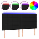 sengegavl med LED-lys 160x5x118/128 cm stof sort