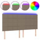 sengegavl med LED-lys 160x5x118/128 cm stof gråbrun