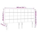 sengegavl med LED-lys 180x5x118/128 cm stof mørkebrun