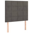 sengegavl med LED-lys 80x5x118/128 cm fløjl mørkegrå