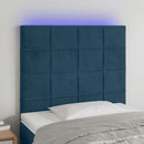 sengegavl med LED-lys 80x5x118/128 cm fløjl mørkeblå