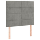 sengegavl med LED-lys 90x5x118/128 cm fløjl lysegrå