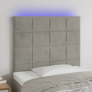 sengegavl med LED-lys 90x5x118/128 cm fløjl lysegrå