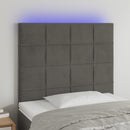 sengegavl med LED-lys 90x5x118/128 cm fløjl mørkegrå