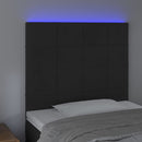 sengegavl med LED-lys 90x5x118/128 cm fløjl sort