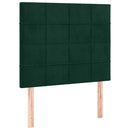sengegavl med LED-lys 90x5x118/128 cm fløjl mørkegrøn