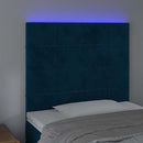 sengegavl med LED-lys 90x5x118/128 cm fløjl mørkeblå