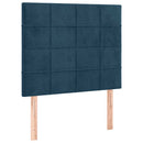 sengegavl med LED-lys 90x5x118/128 cm fløjl mørkeblå