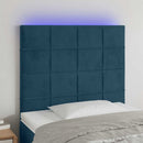 sengegavl med LED-lys 90x5x118/128 cm fløjl mørkeblå