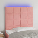 sengegavl med LED-lys 90x5x118/128 cm fløjl lyserød