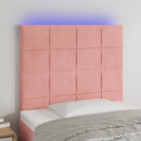 sengegavl med LED-lys 100x5x118/128 cm fløjl lyserød