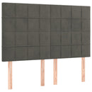 sengegavl med LED-lys 144x5x118/128 cm fløjl mørkegrå