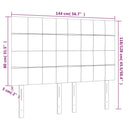 sengegavl med LED-lys 144x5x118/128 cm fløjl mørkegrå