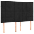 sengegavl med LED-lys 144x5x118/128 cm fløjl sort