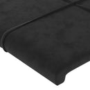 sengegavl med LED-lys 144x5x118/128 cm fløjl sort