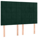 sengegavl med LED-lys 144x5x118/128 cm fløjl mørkegrøn