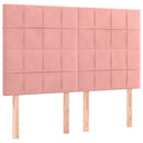 sengegavl med LED-lys 144x5x118/128 cm fløjl lyserød