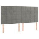 sengegavl med LED-lys 160x5x118/128 cm fløjl lysegrå