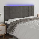sengegavl med LED-lys 160x5x118/128 cm fløjl mørkegrå