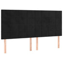 sengegavl med LED-lys 160x5x118/128 cm fløjl sort